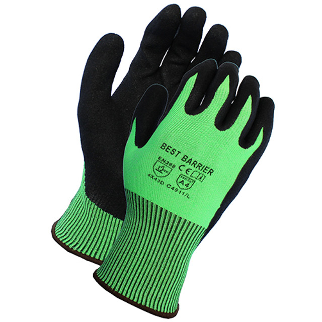 ProWorks Coated Cut Resistant Gloves, A4, 13G, Lime Green/Black - Lime Green/Black GCN13A4LL