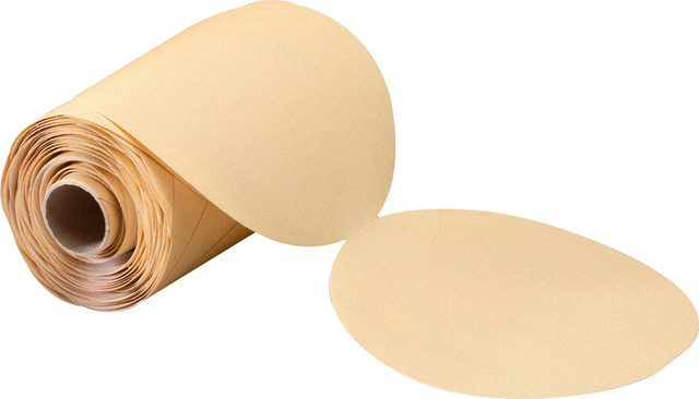 Paper Discs,Gold Stearated Aluminum Oxide Economical Paper Disc,  PSA Disc Rolls (100 per roll / 1 rolls per box) 36508