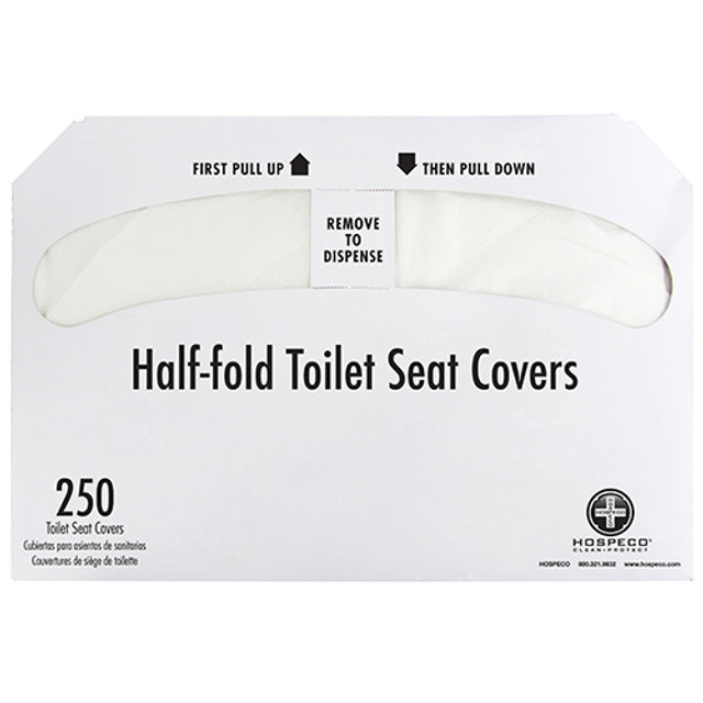 Recycled Toilet Seat Covers, Half-fold, White - White