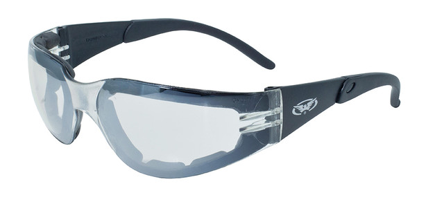 Rider Plus Foam Padded Motorcycle Safety Sunglasses Clear mirror