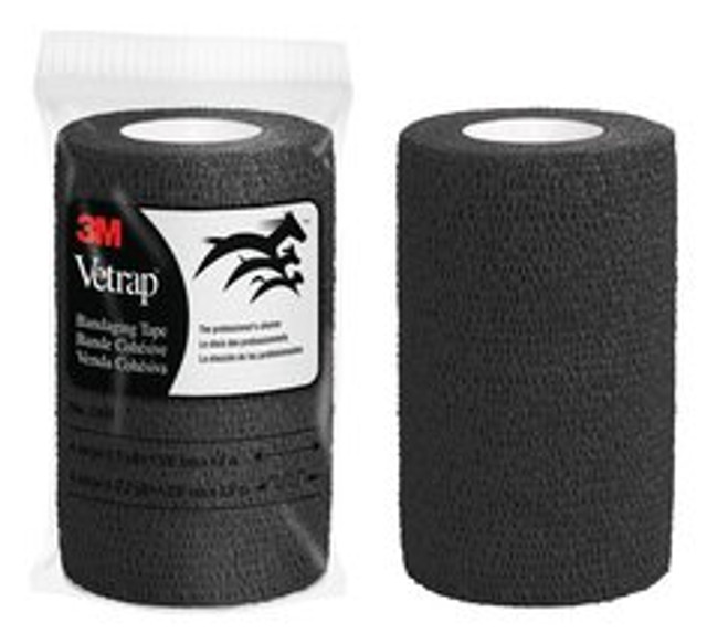 3M Vetrap Bandaging Tape 1410BK-18, Black, 4 inch (10 cm), 18 Rolls/Case