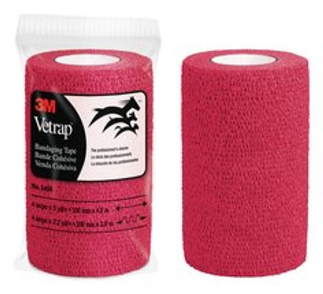 3M Vetrap Bandaging Tape 1410R-18, Red, 4 inch (10 cm), 18 Roll/Case