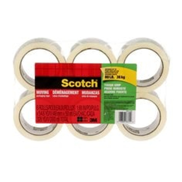 Scotch® Tough Grip Moving Packaging Tape, 3500-6-ESF, 1.88 in x 54.6 yd
(48 mm x 50 m), 6 Rolls/pack, 6 packs/case