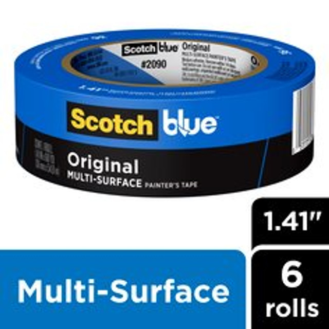 ScotchBlue Original Painter's Tape 2090-36QC6, 1.41 in x 60 yd (36 mm x 54.8 m), 6 rolls/pack