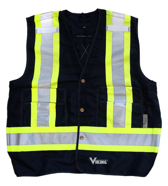 Viking Sized Long Safety Vest Black S/M