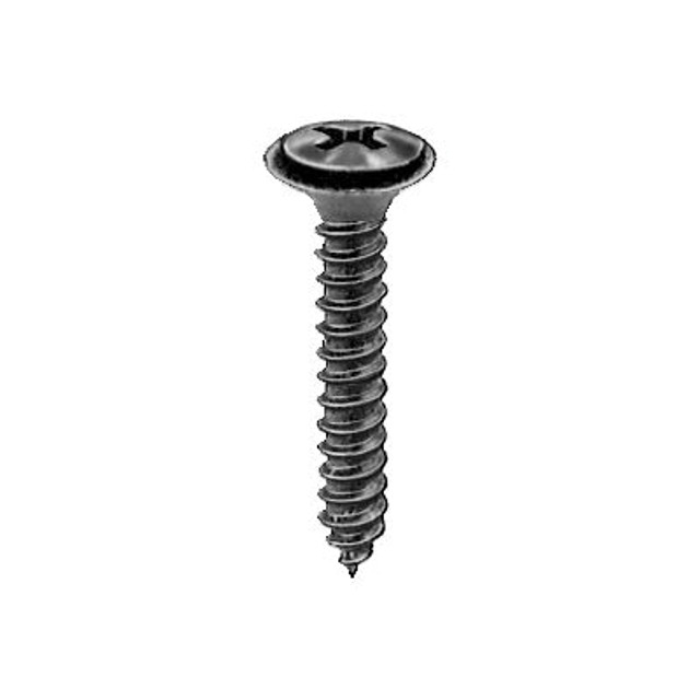 Au-ve-co AuvecoPak AP12957 Tapping Screw With Flush Washer, #8 Thread, 1 in OAL, Phillips Oval, Sems Head, Black Oxide
