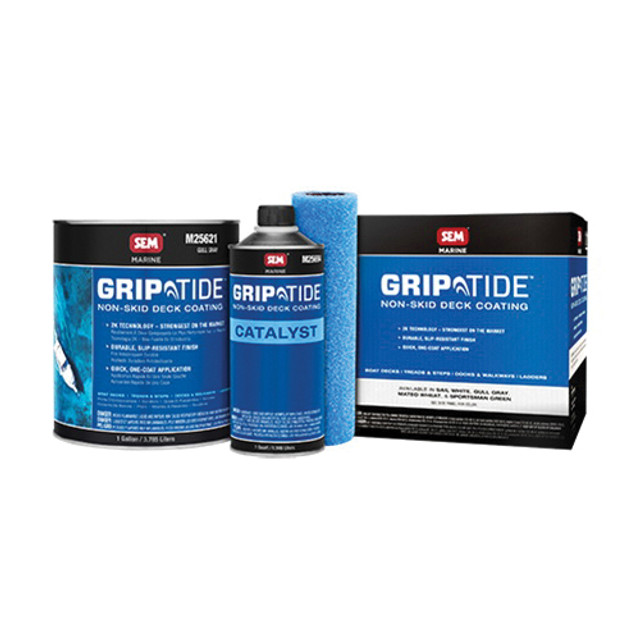 GRIPTIDE M25620 Non-Skid Deck Coating Kit, Gull Gray, 75 sq-ft Coverage Area, 1 gal