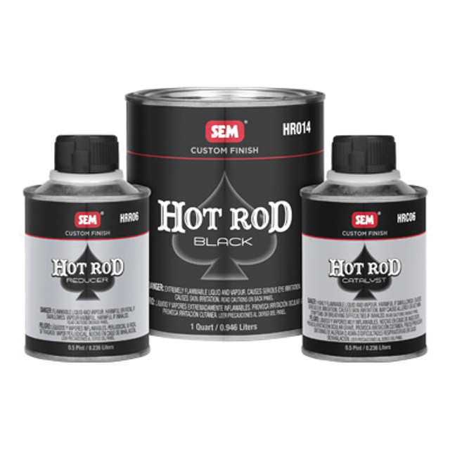 HOT ROD HR010 Automotive Topcoat Kit, Matte, Black, 4.55 lb/gal VOC, 248 sq-ft/gal Coverage Area, 1.5 qt