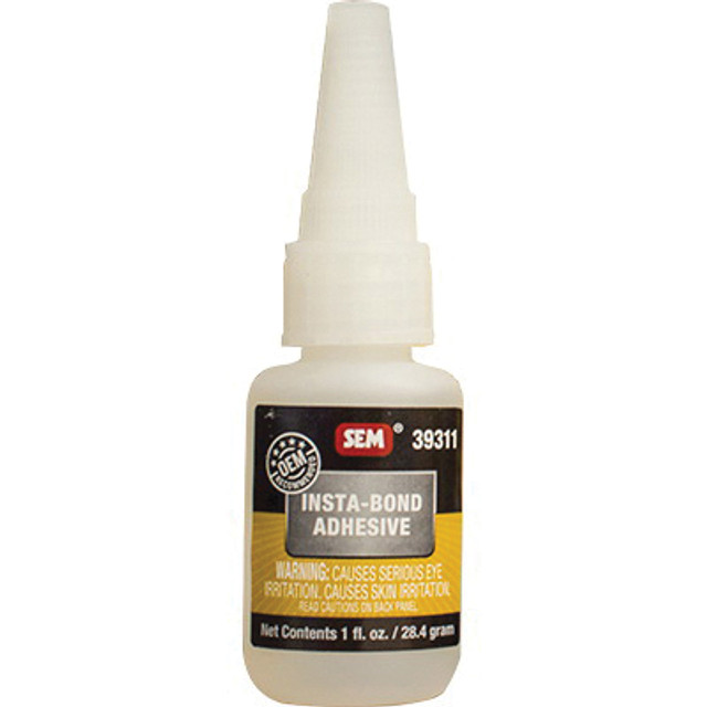 SEM Insta-Bond 39311 Acrylic Adhesive, 1 oz, Bottle, Composition: Ethyl 2-Cyanoacrylate, Liquid, Clear