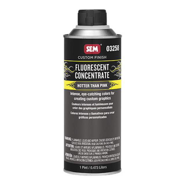 SEM 03258 Custom Finish Fluorescent Concentrate, Hotter Than Pink, 5.34 lb/gal VOC, 1 pt