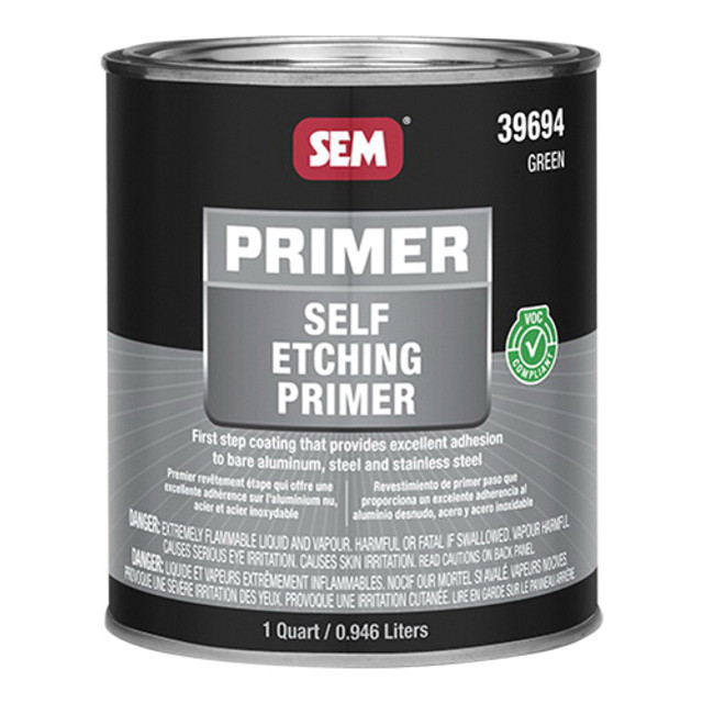 SEM 39694 Self-Etching Primer, Green, 2.34 lb/gal VOC, 1 qt