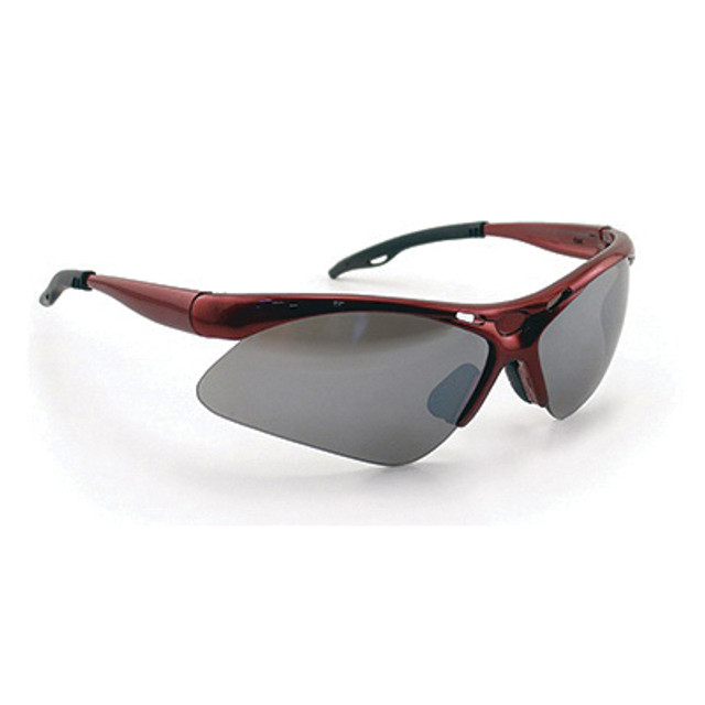 SAS Safety Corp Diamondbacks 540-0003 Safety Glasses, Lightweight, Wrap-Around Lens, Smoke Mirror Lens, Red Frame