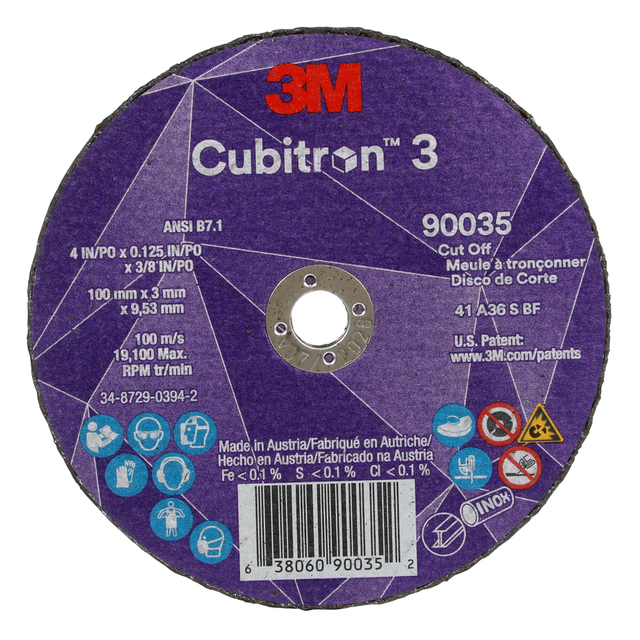 3M™ Cubitron™ 3 Cut-Off Wheel 33459, 100 mm x 1 mm x 9.53 mm (4 in
