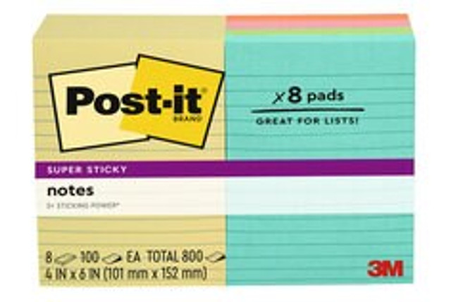 Post-it Super Sticky Notes 660-8SSCLUB, 4 in x 6 in (101 mm x 152 mm)
Canary and Rio de Janeiro Collections