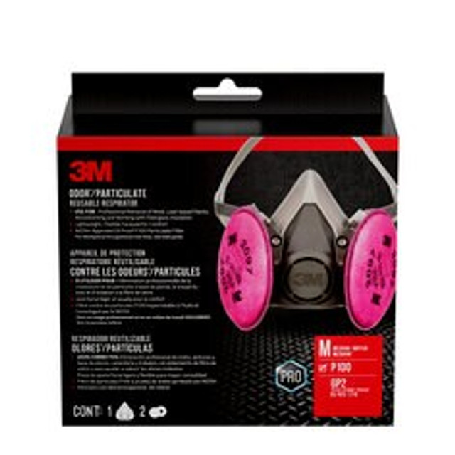 3M Odor/Particulate Reusable Respirator 6297P1-DC, P100, Medium, 1-Facepiece and 2-pair of 2097 Filters