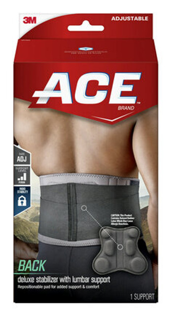 ACE Brand Deluxe Back Stabilizer with Lumbar Support 207399-SIOC, Adjustable