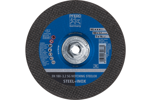 PFERD Grinding Wheel, 7" x 1/8 x 5/8-11, SG NOTCHING STEELOX, T27, Aluminum oxide