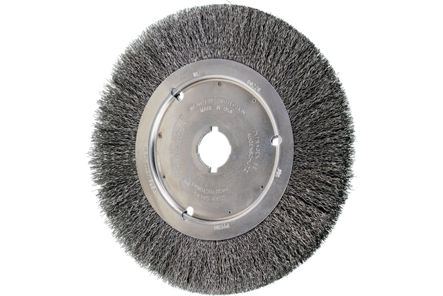 PFERD Crimped Wire Wheel Brush 10" Dia Narrow Face .014 Carbon Steel 2" Keyed Arbor