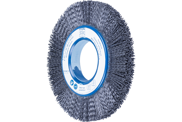 PFERD M-BRAD® Composite Wheel Brush 6" Dia. .040/120 Grit Ceramic Oxide 2" Arbor