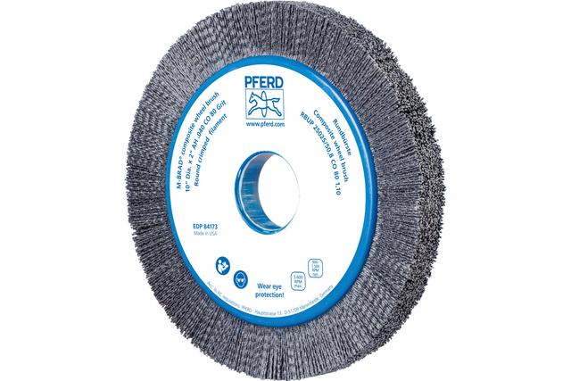 PFERD M-BRAD® Composite Wheel Brush 10" Dia. .040/80 Grit Ceramic Oxide 2" Arbor