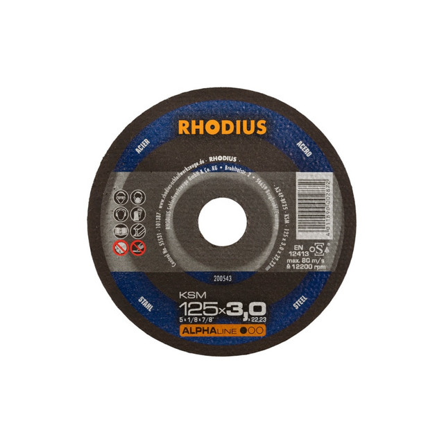 Rhodius Ksm Cutting Disc - Alphaline - Type 41 - Steel - 7" X 1/8" X 7/8" - 8,500 Rpm Rhodius Ksm Cutting Disc - Alphaline - Type 41 - Steel - 7" X 1/8" X 7/8" - 8,500 Rpm