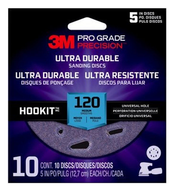 3M Pro Grade Precision Ultra Durable Universal Hole Sanding Disc, DUH5120TRI-10T