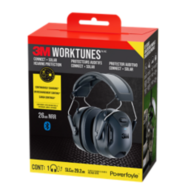 3M WorkTunes Connect + Solar Wireless Hearing Protector with Bluetooth Technology 90573-DC, 3/Case