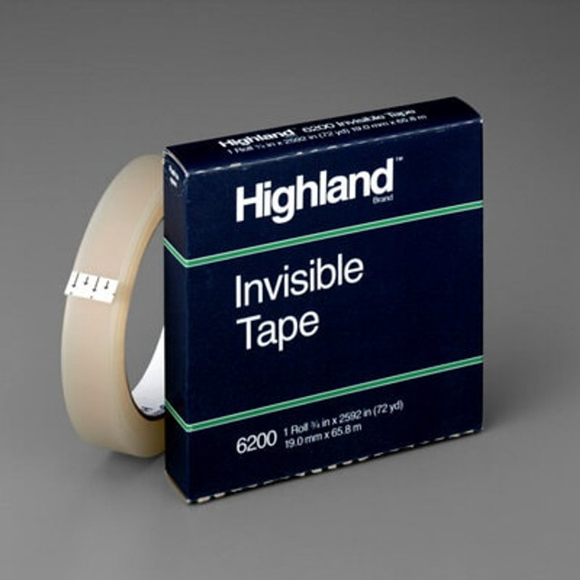 Highland Invisible Tape 6200K12, 3/4 in x 1000 in (19 mm x 25,4 m), 12 Pack