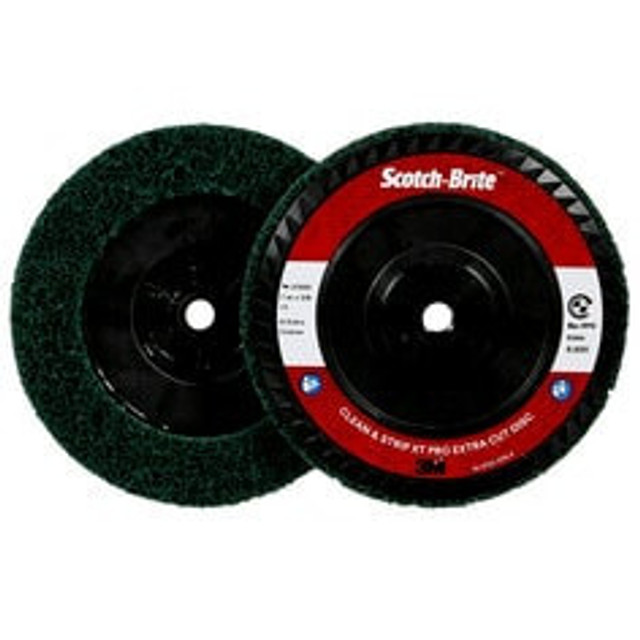 Scotch-Brite Clean and Strip XT Pro Extra Cut Disc, XC-DC, A/O ExtraCoarse, Green, 7 in x 5/8"-11, Type 27, 5 ea/Case 21055
