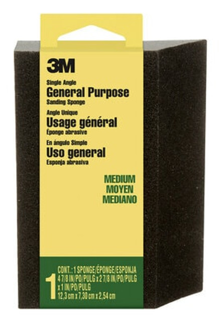 3M General Purpose Sanding Sponge CP041-12-CC, Single Angle, 2 7/8 in x 4 7/8 in x 1 in, Medium