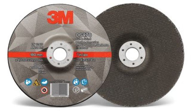 3M Cut & Grind Wheel, 06470, Type 27, 7 in x 1/8 in x 7/8 in, 10 per inner, 20 per case