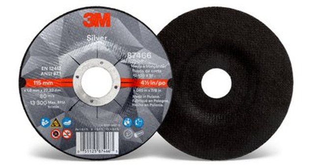 3M Silver Cut-off Wheel 87466 Front Back