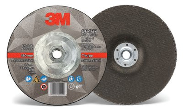 3M Cut & Grind Wheel, 06467, Quick Change, Type 27, 7 inx 1/8 in x 5/8"-11, 10 per inner, 20/case
