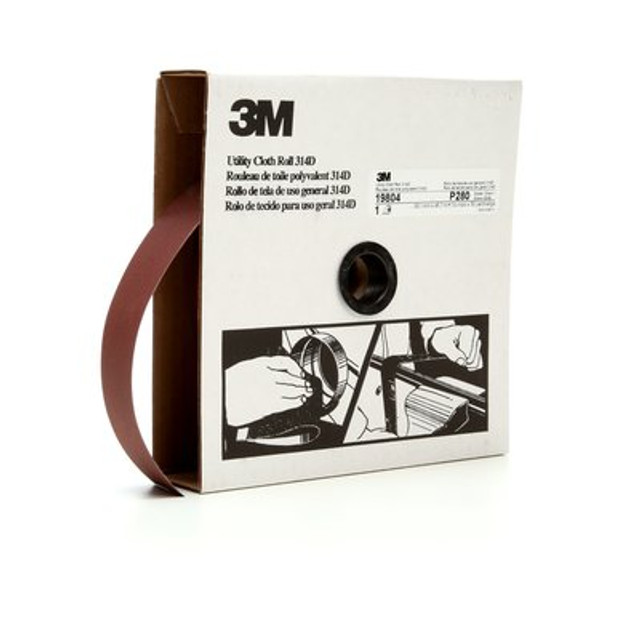 3M Utility Cloth Roll 314D, 1-1/2 in x 50 yd P280 J-weight