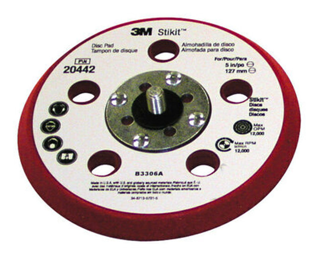 3M Stikit D/F LP Disc Pad 20442, 5 in x 3/8 in x 5/16-24 Ext.