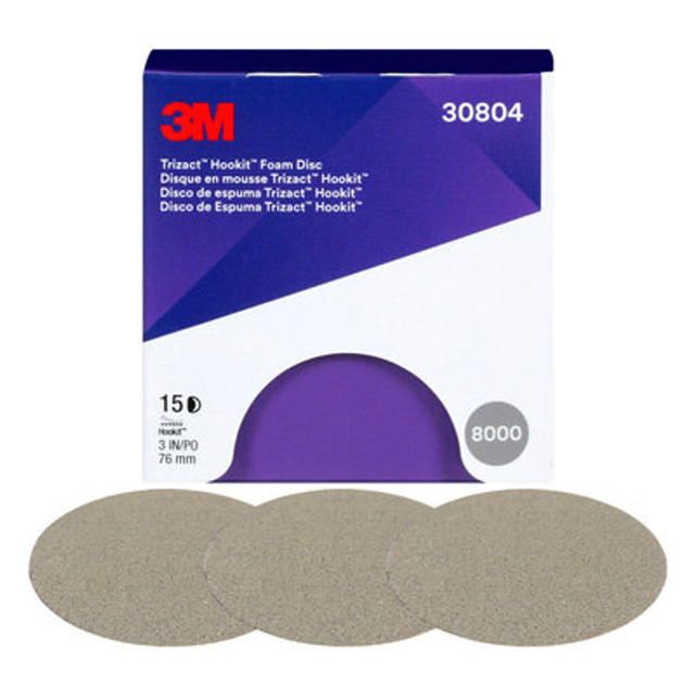3M Trizact Hookit Foam Disc 30804, 8000, 3 in