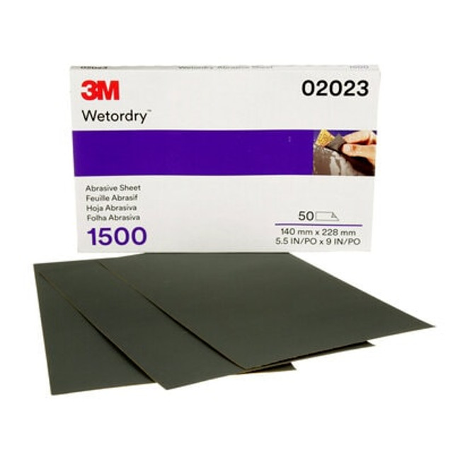 3M Wetordry Abrasive Sheet, 401Q, 02023, 1500, A-weight