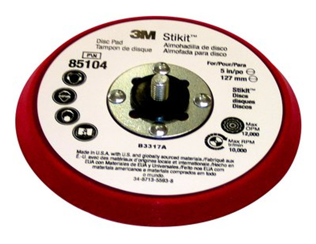 3M Stikit LP Disc Pad 85104, Red Foam, 5"x3/8" 5/16-24 Ext