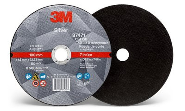 3M Silver Cut-Off Wheel  87471 7 in., front/back view