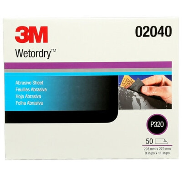 3M Wetordry Abrasive Sheet, 02040, P320, 9 in x 11 in
