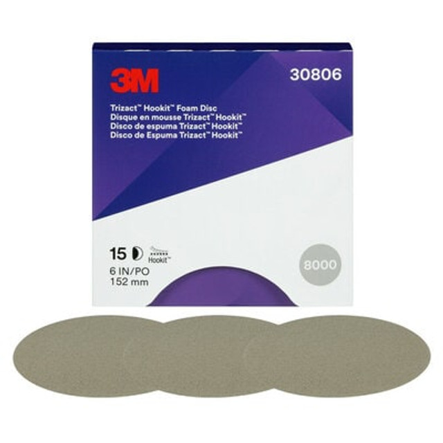 3M Trizact Hookit Foam Disc 30806, 8000, 6 in