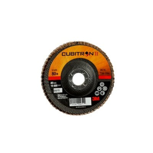 3M Cubitron II Flap Disc 967A T29 4inx5/8in 80+ Y-wt 10