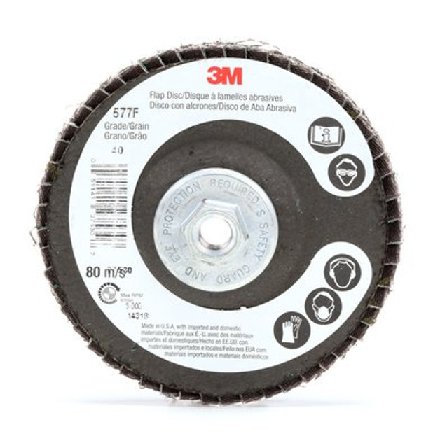 3M Flap Disc 577F, T29 4 in x 3/8-24 40 YF-weight