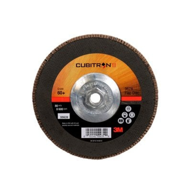 3M Cubitron II Flap Disc 967A T27 Giant 7inx5/8-11 60+ Y-wt