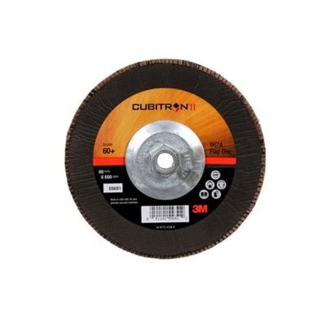 3M Cubitron II Flap Disc 967A T29 Giant 7inx5/8-11 60+ Y-wt