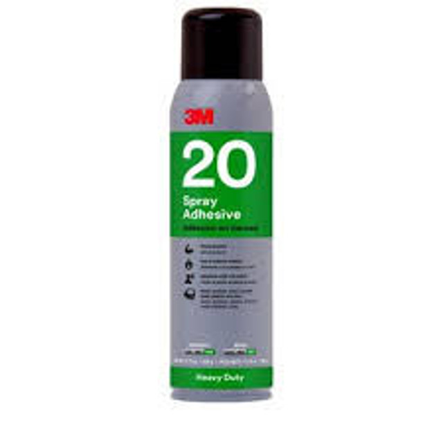3M Heavy Duty Spray Adhesive 20, Clear, 16 fl oz Can (Net Wt 13.8 oz),12/Case, NOT FOR SALE IN CA AND OTHER STATES 14708
