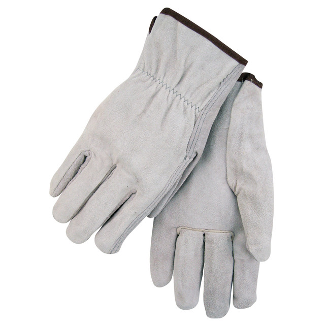 Black Stallion Split COWHIDE - ELASTIC WRIST DRIVER'S STYLE GLOVES Small | White