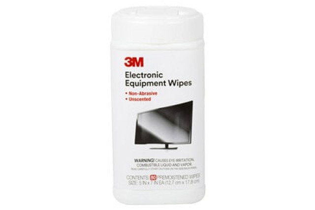 3M Electronic Equipment Wipes, CONT. 80 Wipes, 5 IN x 7 IN EA (12.7 cm x 17.8 cm)