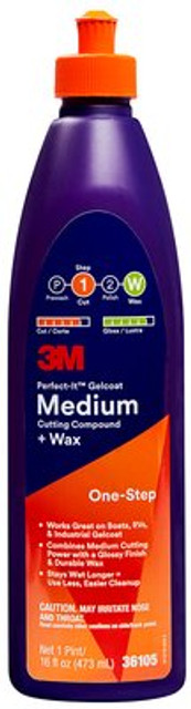 3M Perfect-It Gelcoat Medium Cutting Compound +Wax 36105 Pint