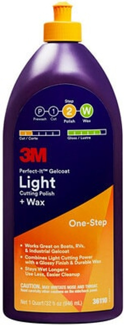 3M Perfect-It Gelcoat Light Cutting Polish + Wax, 36110, Quart